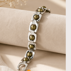 Raw Pyrite Crystal Bracelet in Metal
